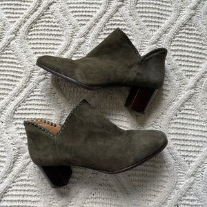 Jack Rogers Olive Green Suede Booties